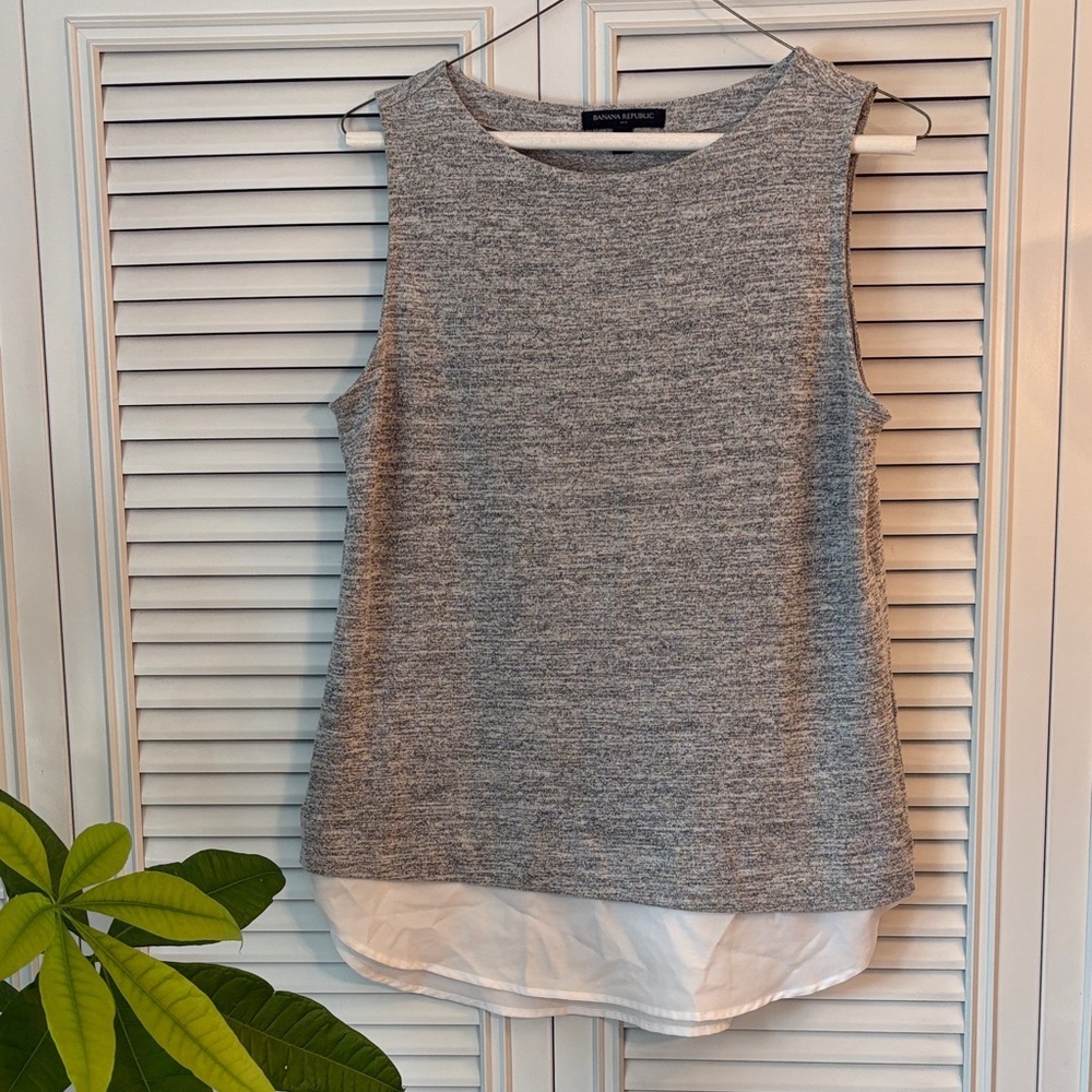 Banana Republic Heather Gray Layered Tank Top Size M - Picture 2 of 6